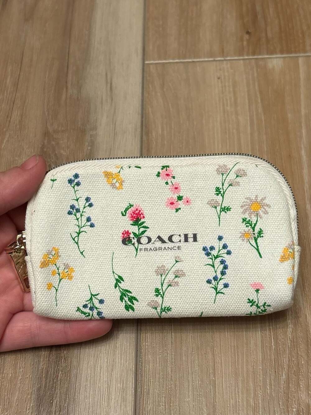 Coach Fragrance Floral Cosmetic Pouch Zip Makeup Bag